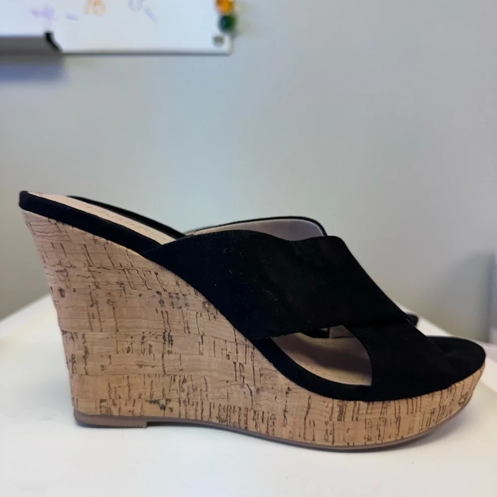 Charles by Charles David Latrice Microsuede Wedge Sandals In Black - Picture 2 of 8